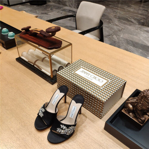 High Quality Luxury Jimmy Choo High Heel Fishmouth Satin Sandals – Style 59575 product detail