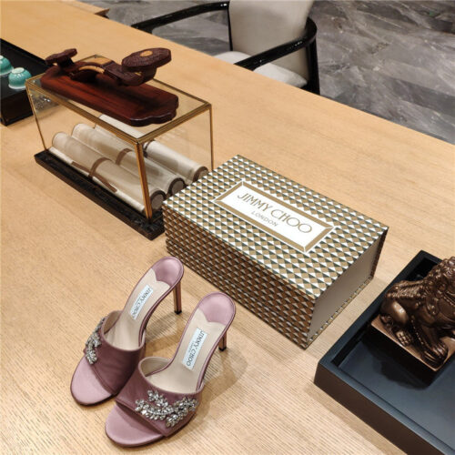 High Quality Luxury Jimmy Choo High Heel Fishmouth Satin Sandals – Style 04215 product detail