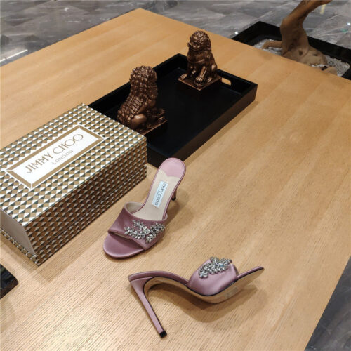 High Quality Luxury Jimmy Choo High Heel Fishmouth Satin Sandals – Style 04215 product detail
