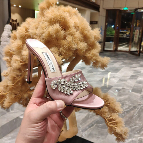 High Quality Luxury Jimmy Choo High Heel Fishmouth Satin Sandals – Style 04215 product detail