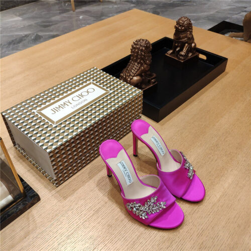 High Quality Luxury Jimmy Choo High Heel Fishmouth Satin Sandals – Style 52247