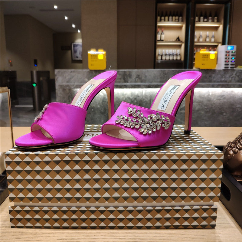 High Quality Luxury Jimmy Choo High Heel Fishmouth Satin Sandals – Style 52247 product detail
