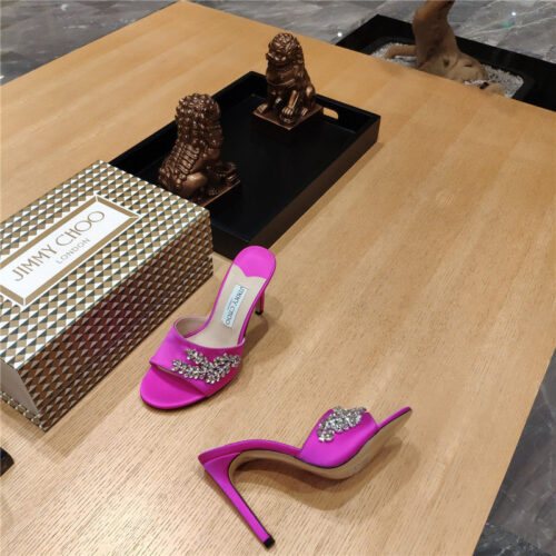 High Quality Luxury Jimmy Choo High Heel Fishmouth Satin Sandals – Style 52247 product detail