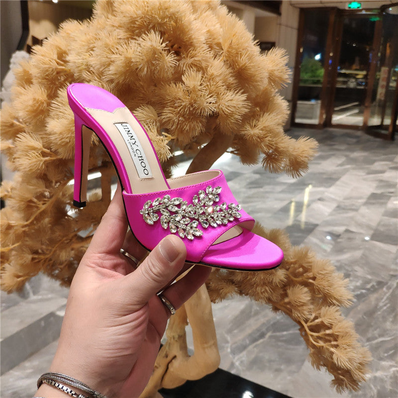 High Quality Luxury Jimmy Choo High Heel Fishmouth Satin Sandals – Style 52247 product detail