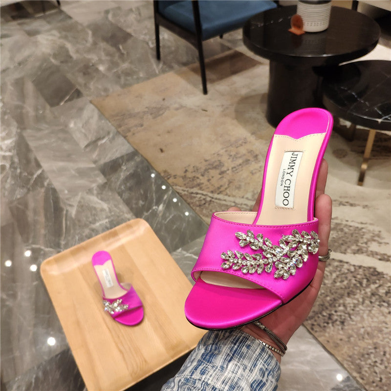 High Quality Luxury Jimmy Choo High Heel Fishmouth Satin Sandals – Style 52247 product detail