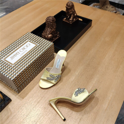 High Quality Luxury Jimmy Choo High Heel Fishmouth Satin Sandals product detail