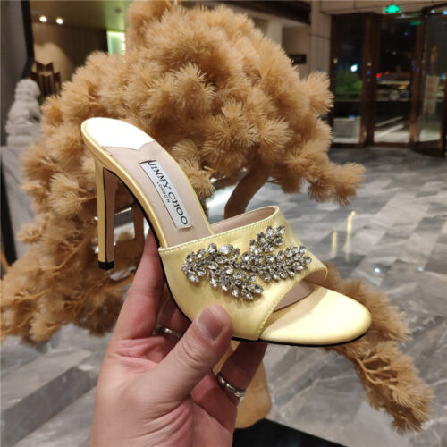 High Quality Luxury Jimmy Choo High Heel Fishmouth Satin Sandals product detail