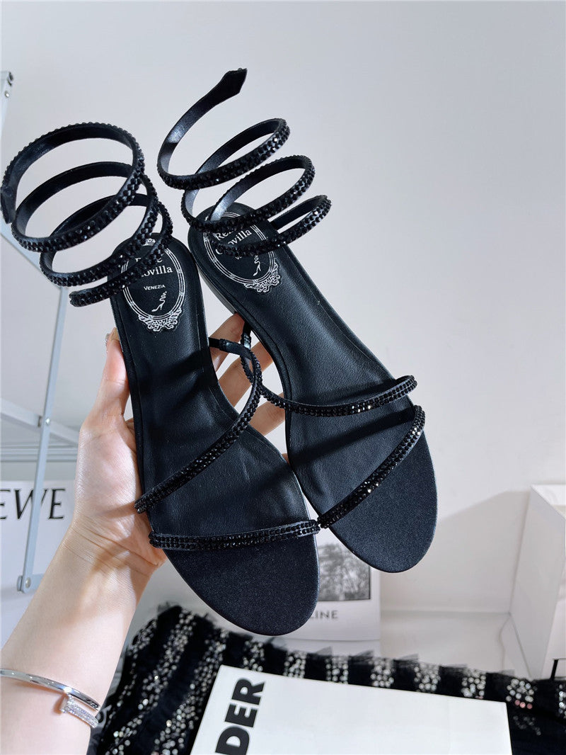 High Quality Luxury Rene Caovilla Cleo Flat Sandals – Style 98566 product detail