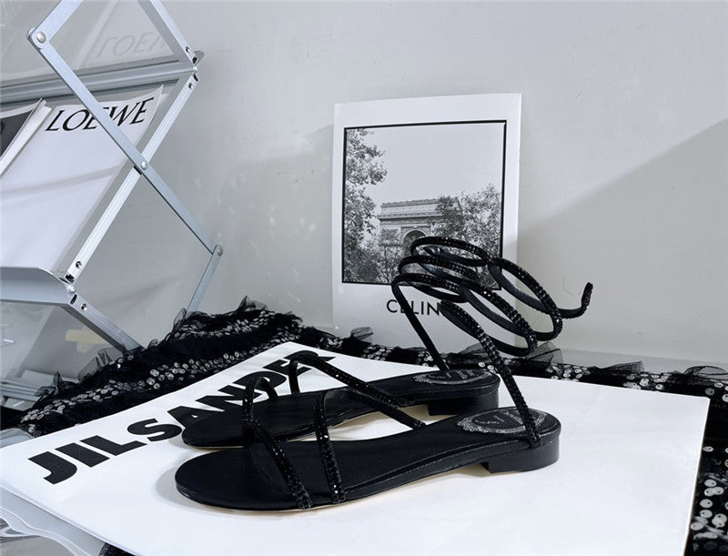 High Quality Luxury Rene Caovilla Cleo Flat Sandals – Style 98566