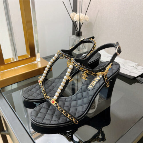 High Quality Luxury Chanel High Heel Sandals Womens – Style 56518 alternate view