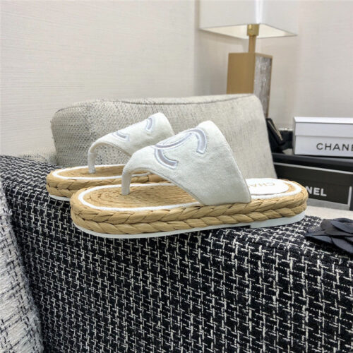 High Quality Luxury Chanel Straw Flip-Flops – Style 25254 product detail