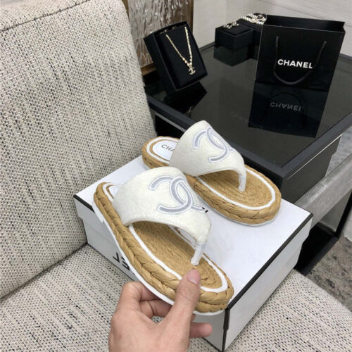 High Quality Luxury Chanel Straw Flip-Flops – Style 25254 product detail