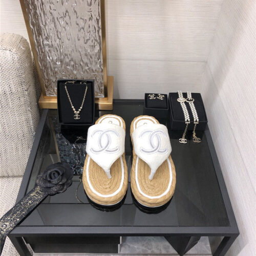 High Quality Luxury Chanel Straw Flip-Flops – Style 25254 product detail