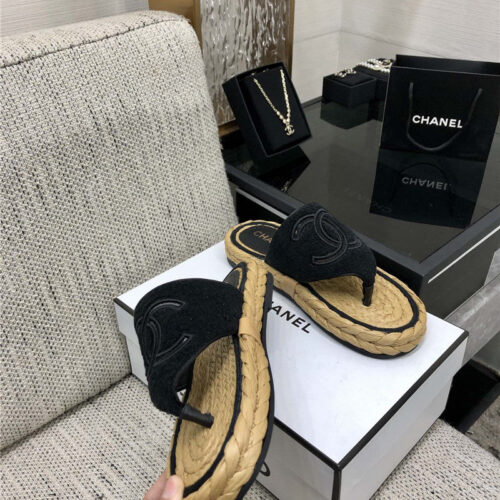 High Quality Luxury Chanel Straw Flip-Flops – Style 26950 product detail