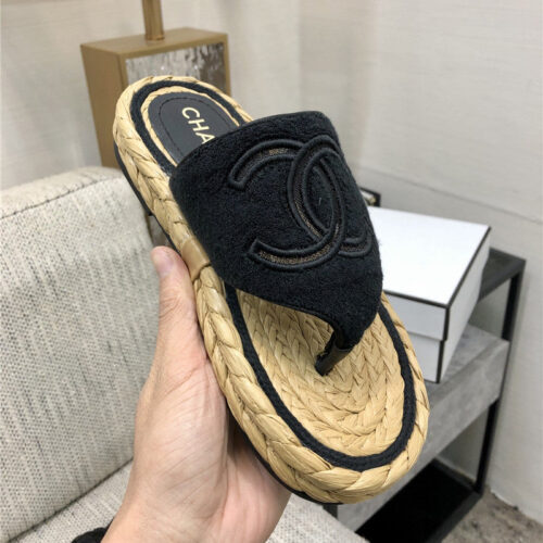 High Quality Luxury Chanel Straw Flip-Flops – Style 26950 product detail