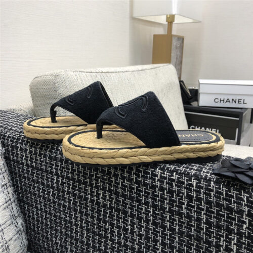High Quality Luxury Chanel Straw Flip-Flops – Style 26950 product detail