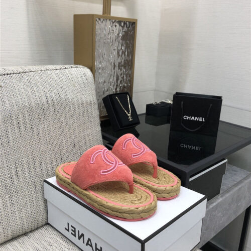 High Quality Luxury Chanel Straw Flip-Flops – Style 56326 product detail