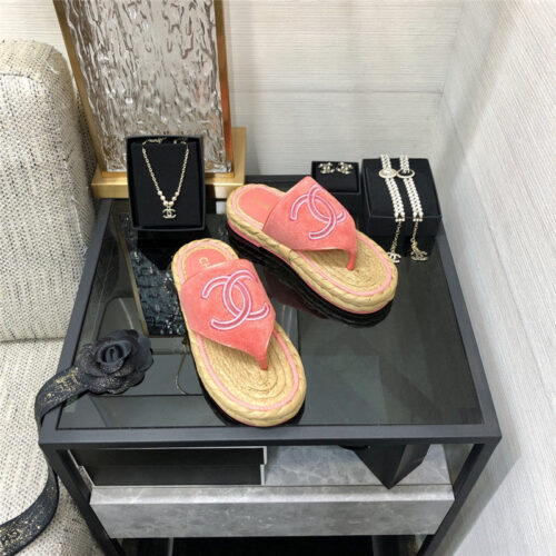 High Quality Luxury Chanel Straw Flip-Flops – Style 56326 product detail