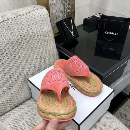 High Quality Luxury Chanel Straw Flip-Flops – Style 56326 product detail