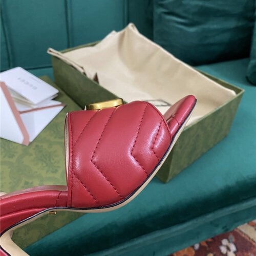 High Quality Luxury Gucci Diamond Lozenge Chunky Heel Slippers – Style 94451 product detail
