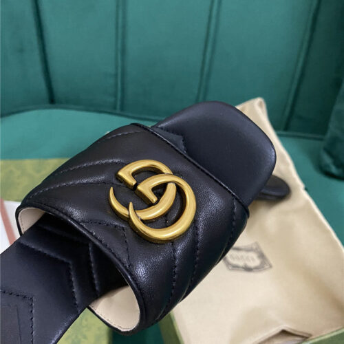 High Quality Luxury Gucci Diamond Lozenge Chunky Heel Slippers product detail