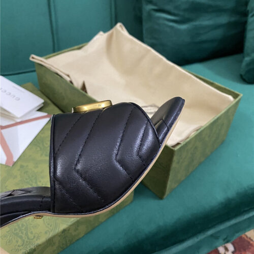 High Quality Luxury Gucci Diamond Lozenge Chunky Heel Slippers product detail