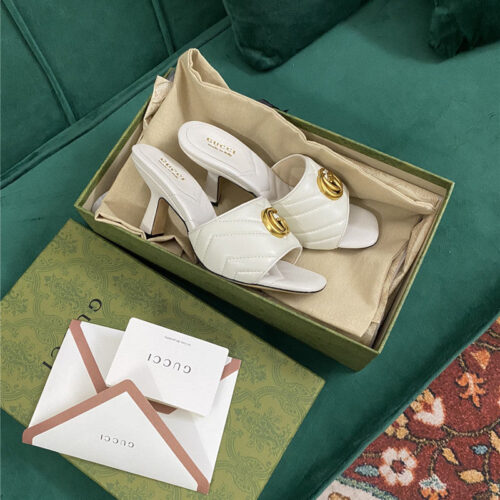 High Quality Luxury Gucci Diamond Lozenge Chunky Heel Slippers – Style 99539 product detail