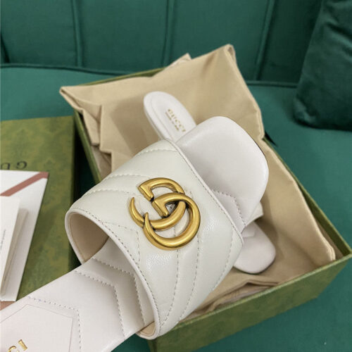 High Quality Luxury Gucci Diamond Lozenge Chunky Heel Slippers – Style 99539 product detail