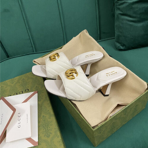 High Quality Luxury Gucci Diamond Lozenge Chunky Heel Slippers – Style 99539 product detail