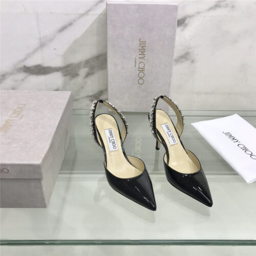 High Quality Luxury Jimmy Choo Rhinestone Heeled Sandals