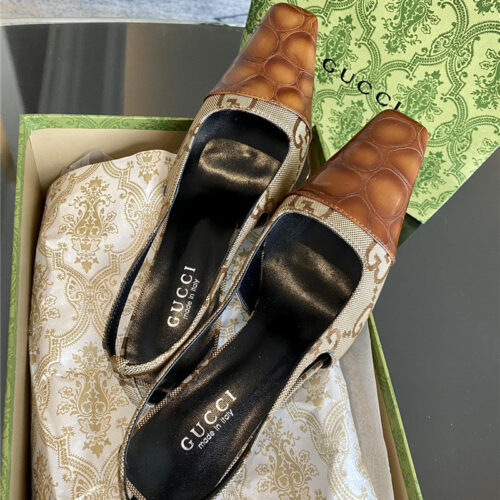 High Quality Luxury Gucci GG Canvas High Heel Sandals – Style 23699 product detail