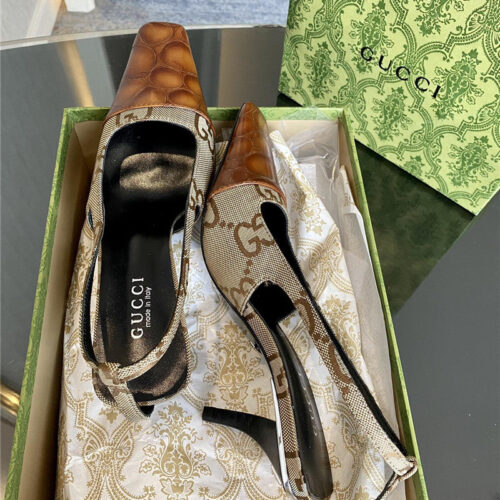 High Quality Luxury Gucci GG Canvas High Heel Sandals – Style 23699 product detail