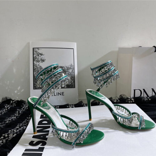 High Quality Luxury Rene Caovilla Cleo Chandelier Satin Sandals – Style 72582