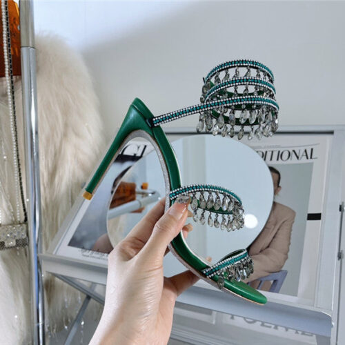 High Quality Luxury Rene Caovilla Cleo Chandelier Satin Sandals – Style 72582 product detail