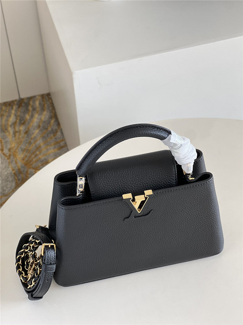 High Quality Luxury Louis Vuitton Capucines Small Bag Black – Style 47590 product detail
