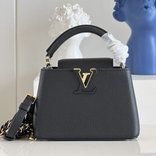 High Quality Luxury Louis Vuitton Capucines Mini Bag Black