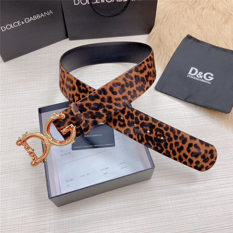 High Quality Luxury Dolce Gabbana DG Logo Leather Belt – Style 85094