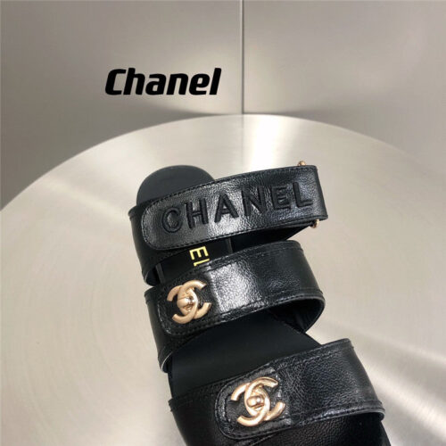 High Quality Luxury Chanel Velcro Button Slippers – Style 85574 product detail