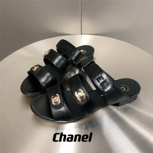 High Quality Luxury Chanel Velcro Button Slippers – Style 85574 product detail
