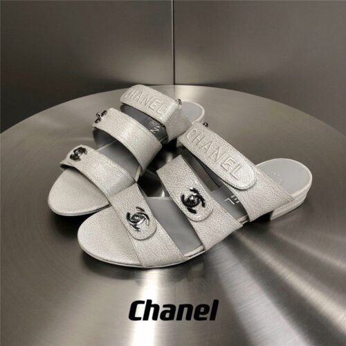 High Quality Luxury Chanel Velcro Button Slippers – Style 16646 alternate view