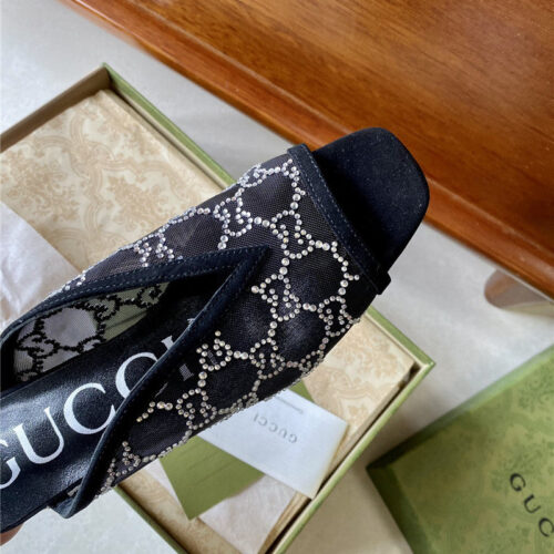 High Quality Luxury Gucci V Cat Heel Slippers – Style 47283 product detail