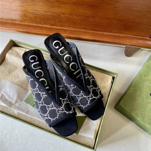 High Quality Luxury Gucci V Cat Heel Slippers – Style 47283