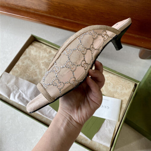 High Quality Luxury Gucci V Cat Heel Slippers – Style 80051 product detail