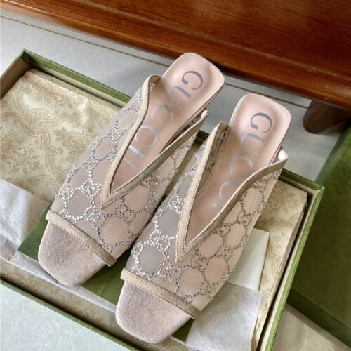 High Quality Luxury Gucci V Cat Heel Slippers – Style 80051 product detail