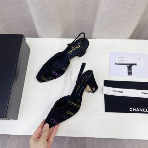 High Quality Luxury Chanel Chunky Heel Graffiti Sandals alternate view