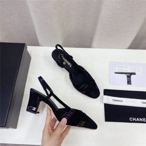 High Quality Luxury Chanel Chunky Heel Graffiti Sandals