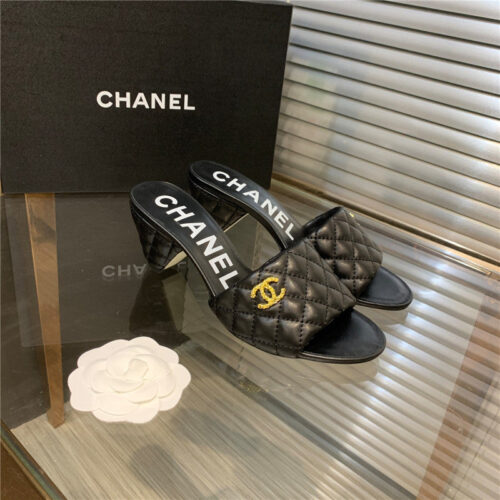 High Quality Luxury Chanel Chunky Heel Slippers