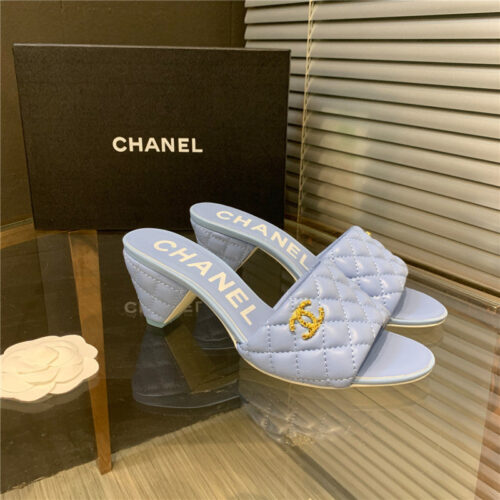 High Quality Luxury Chanel Chunky Heel Slippers – Style 38278