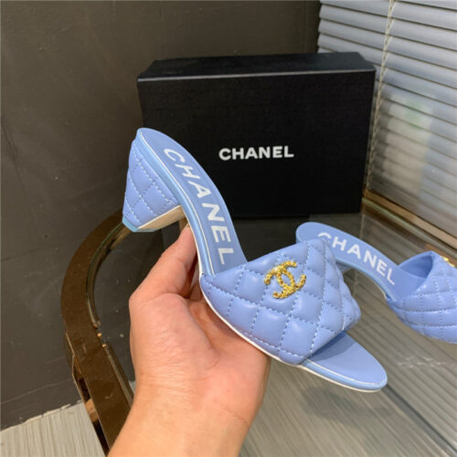 High Quality Luxury Chanel Chunky Heel Slippers – Style 38278 product detail