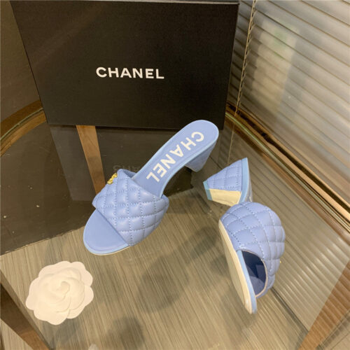 High Quality Luxury Chanel Chunky Heel Slippers – Style 38278 product detail